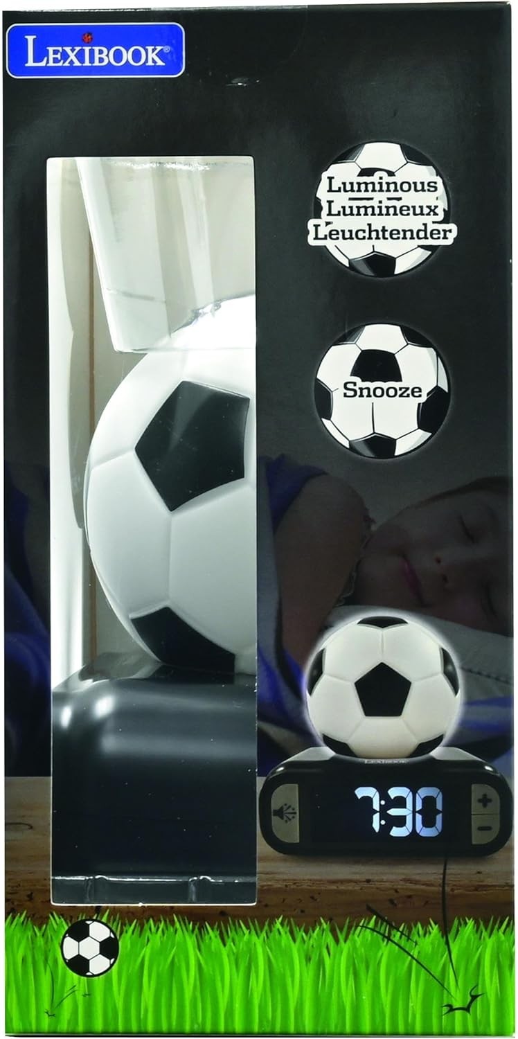 Kids Football Alarm Clock Night LED Display Snooze Sounds Bedroom Gift