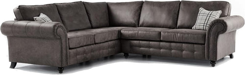 Large Chesterfield Leather Corner Sofa 5 Seater – Charcoal Grey Country Style