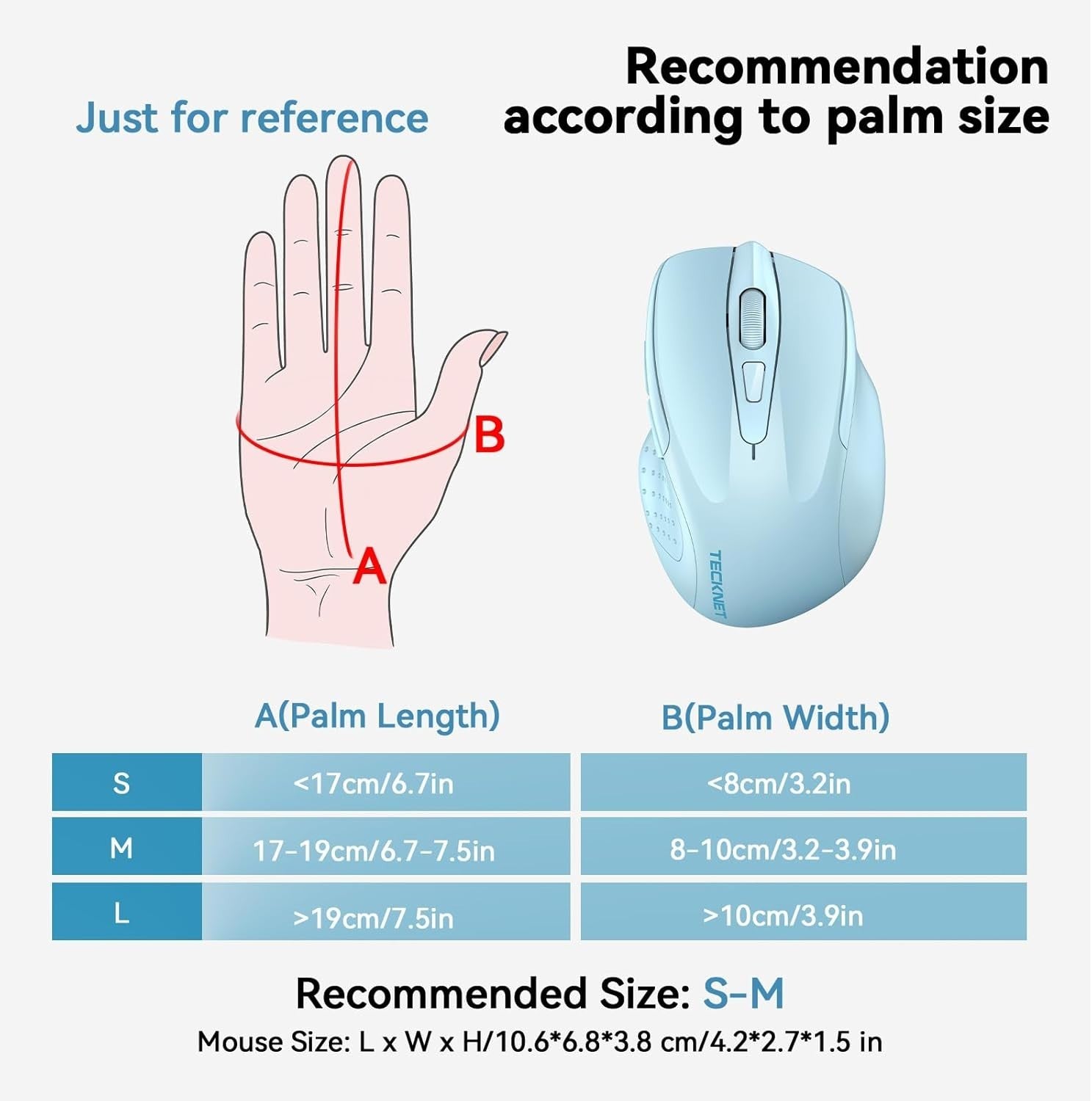 Tri Mode Bluetooth Wireless Mouse Rechargeable Silent Ergonomic 4800DPI Blue