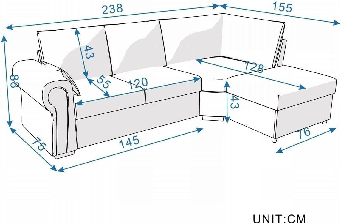 4 Seater Corner Sofa with USB Port & Chaise – Faux Leather Linen, Sturdy Frame