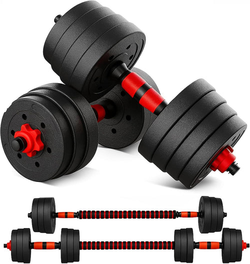 2-in-1 Adjustable Dumbbell Barbell Set 15–40kg Cast Iron Home Gym
