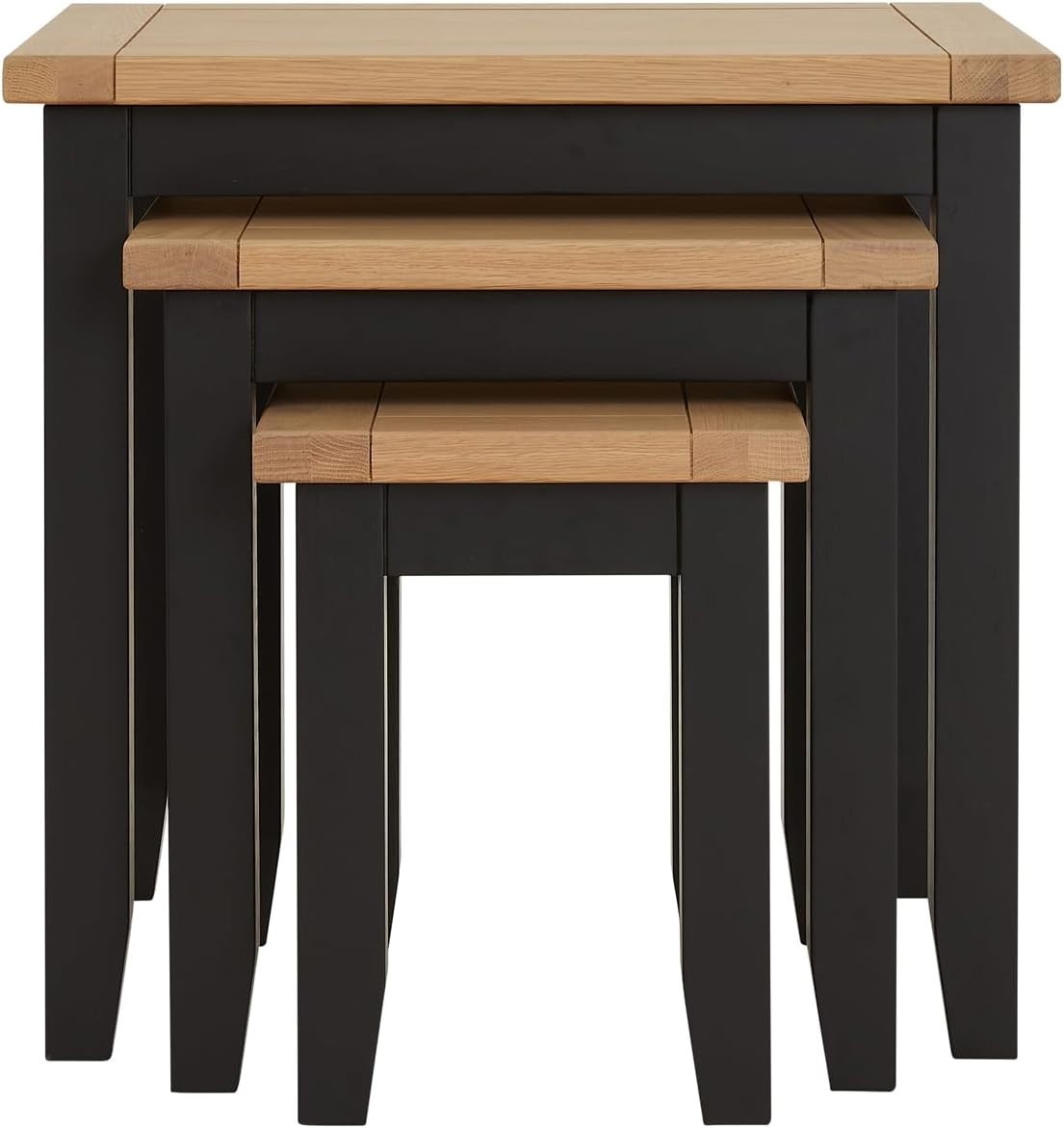 Space Saving Nesting Coffee Table Black Oak Wood Storage Rectangular 45cm