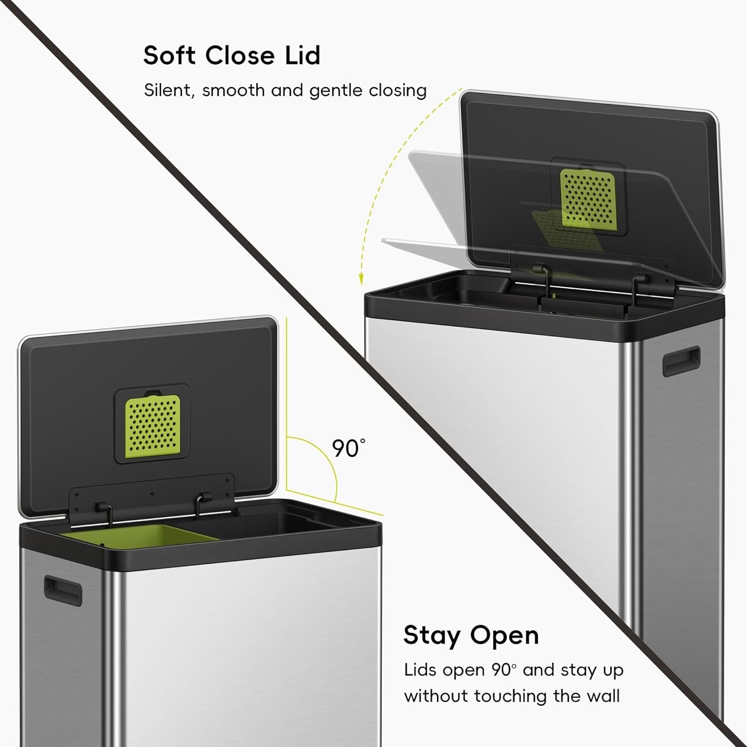 60L Dual Recycling Bin 30L+30L Matt Black Soft Close