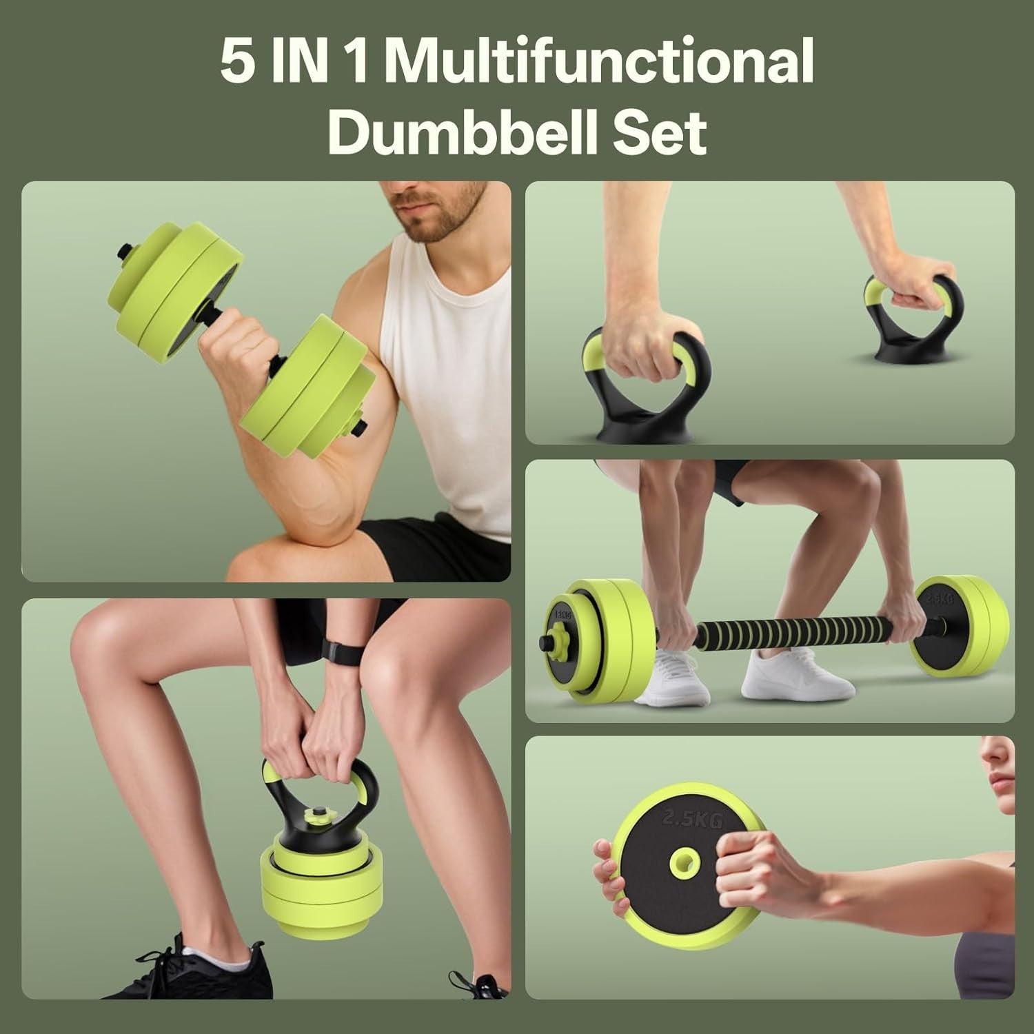 20kg Multi Function Weight Set 5 in 1 Dumbbell Barbell Home Gym