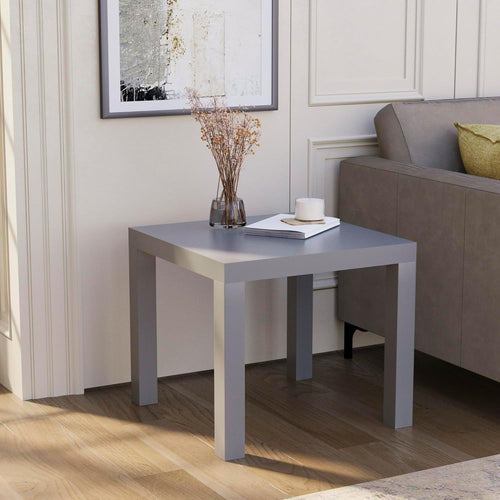 Modern Grey Square Side Table – Compact Lightweight End Table for Living Room