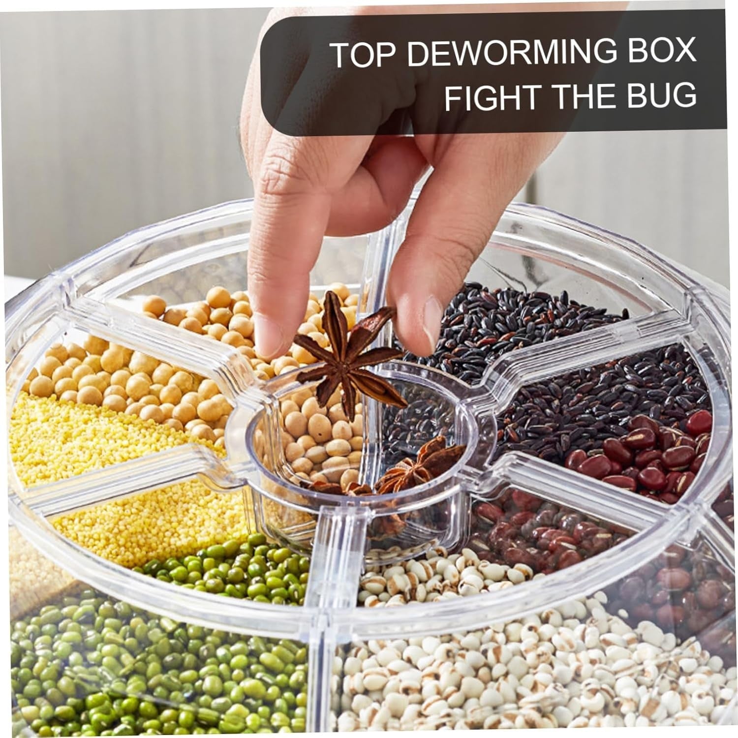 30L Rotating Rice Dispenser 6 Grid Airtight Grain Storage Container