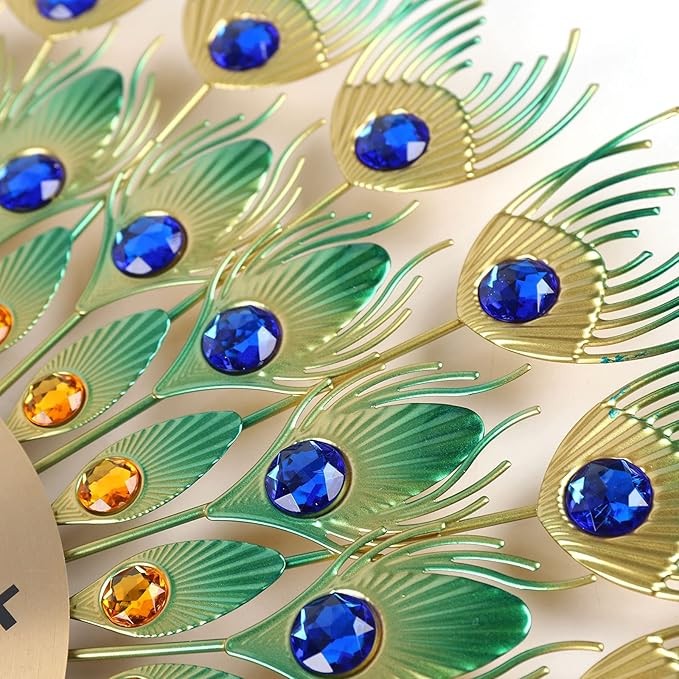 Luxury Peacock Wall Clock 60cm Diamond Decor Large Silent Metal Home Art