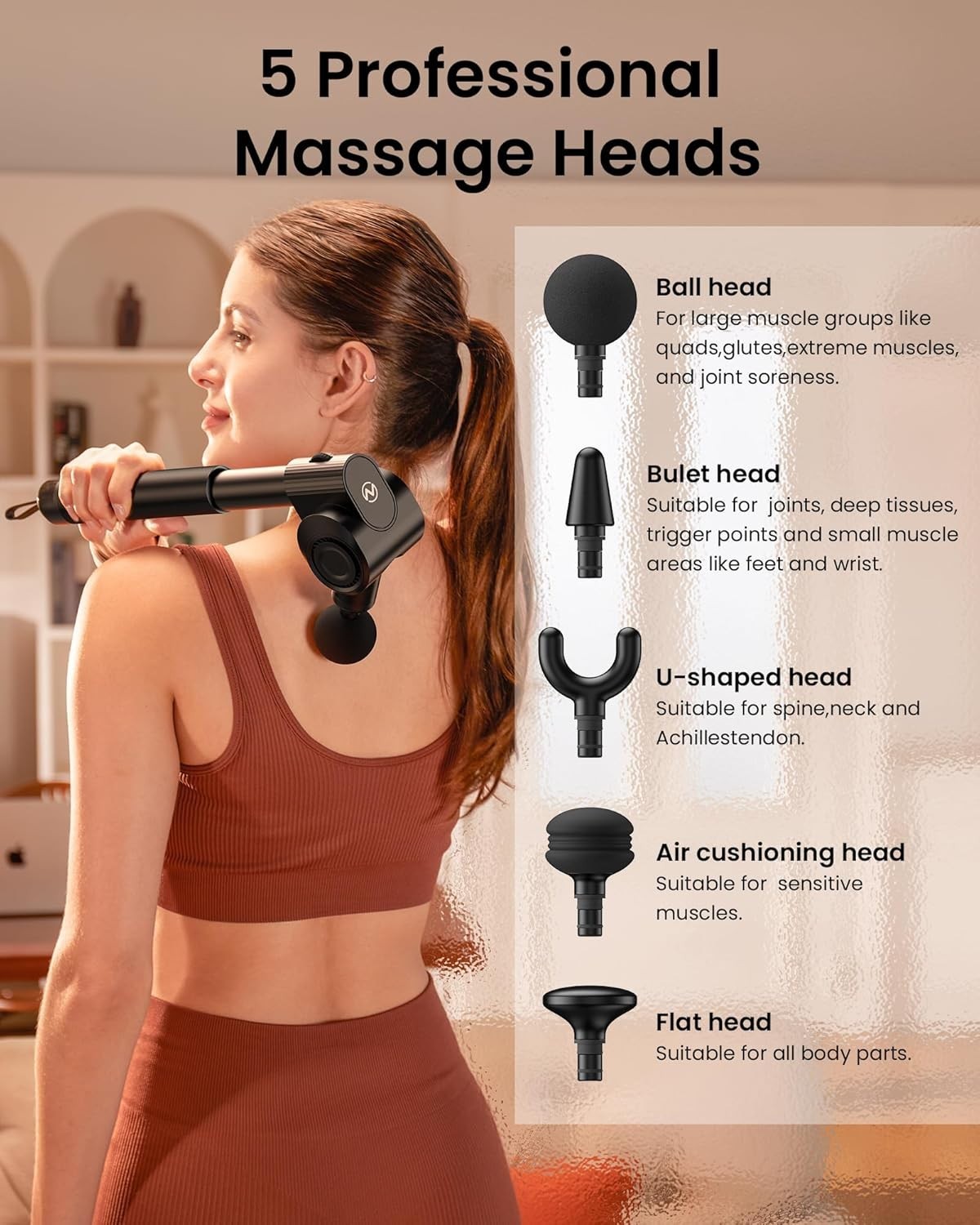 Deep Tissue Massage Gun for Back Pain Relief, 32-Speed, Foldable Arm