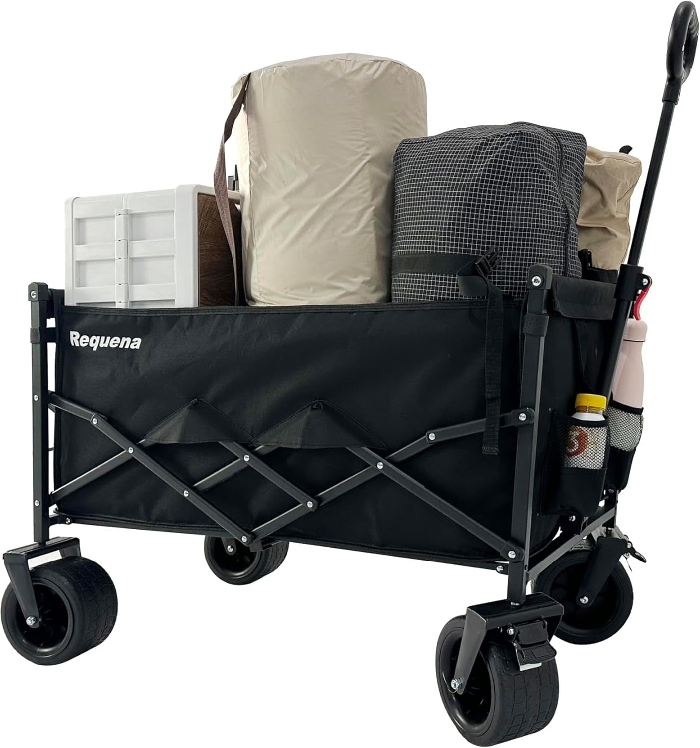 Heavy Duty Folding Wagon Cart Wide Wheels Adjustable Handle 330lb