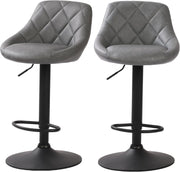 Adjustable Modern PU Leather Bar Stools with Footrest – Grey