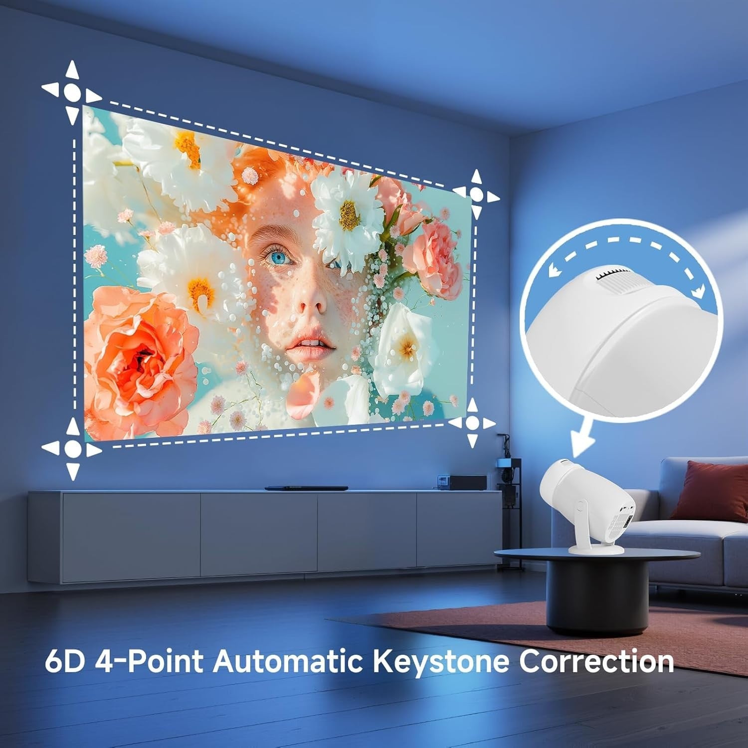 Smart 1080P Projector 4K WiFi 6 Bluetooth Netflix 240° Portable