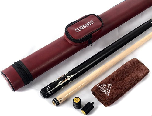 58in Pool Cue Stick 19oz 13mm Tip 1/2 Joint Maple Cue Case Set