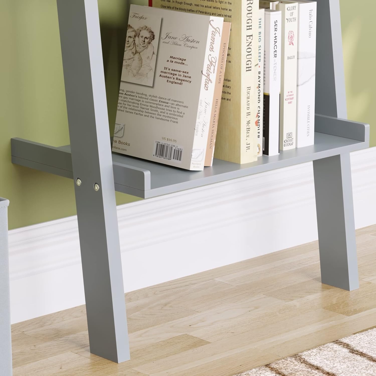 5 Tier Ladder Bookcase Leaning Shelf Space Saving Open Storage Black