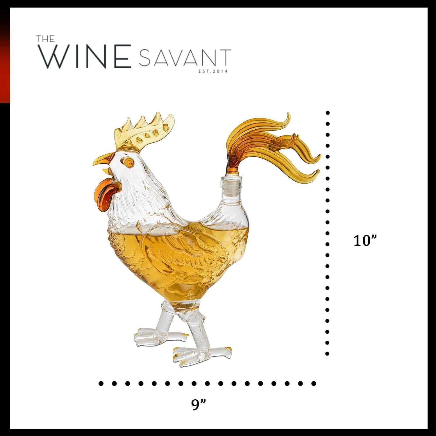 Rooster Whiskey Decanter 500ml – Unique Glass Cock Bottle for Spirits & Home Bar