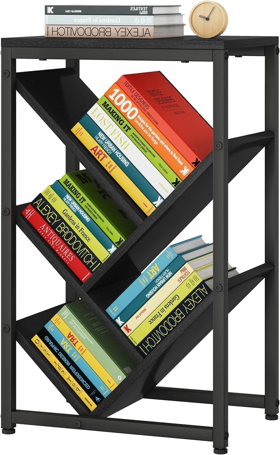 5-Tier Black Tree Bookshelf Small Desktop Storage Organizer Shelf