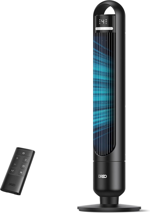 Black 25ft Tower Fan Silent 28dB 90° Oscillating LED Display Remote Timer 6Speed