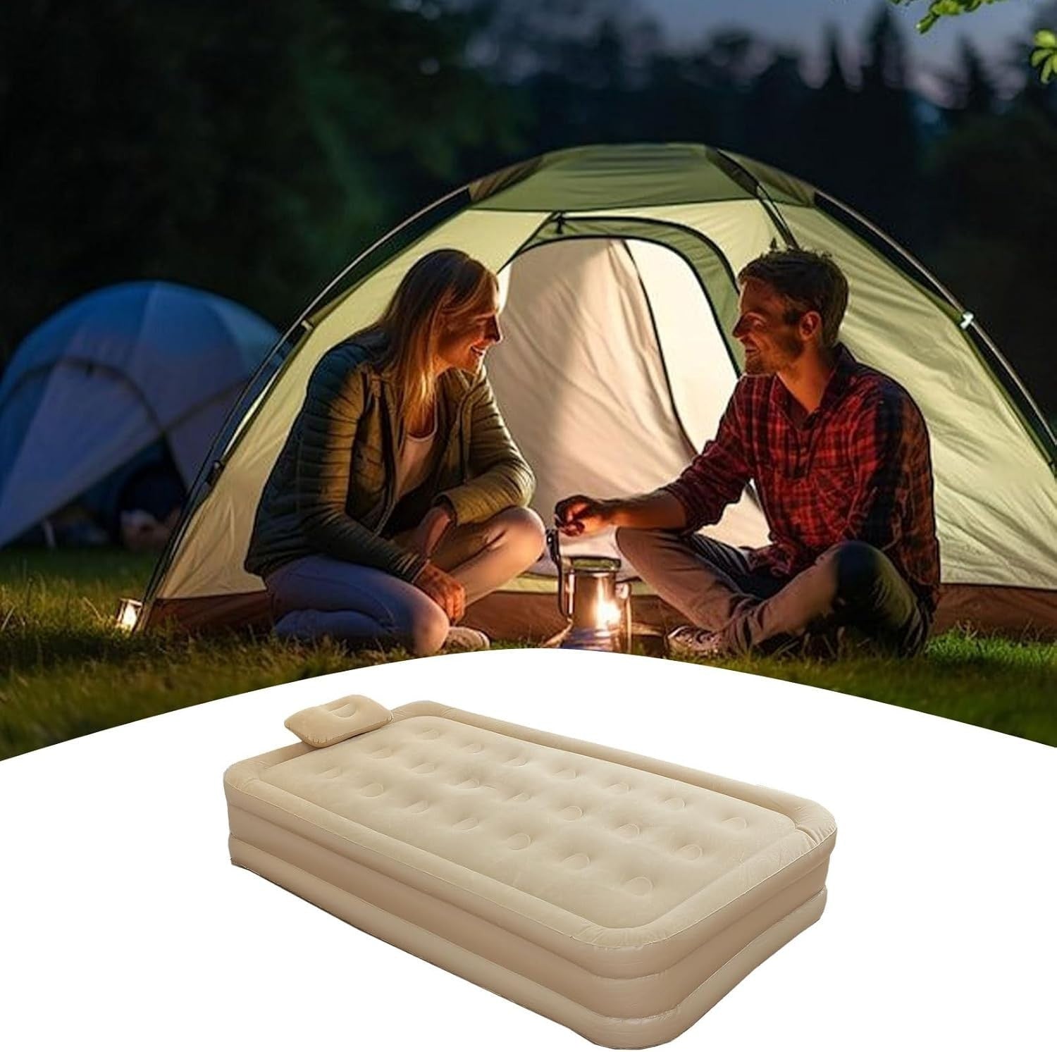 Inflatable Air Mattress Twin Bed with Built-in Pump – Camping & Guest