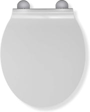 White Slimline Toilet Seat Flexi-Fix Adjustable Hinges Antibacterial Durable