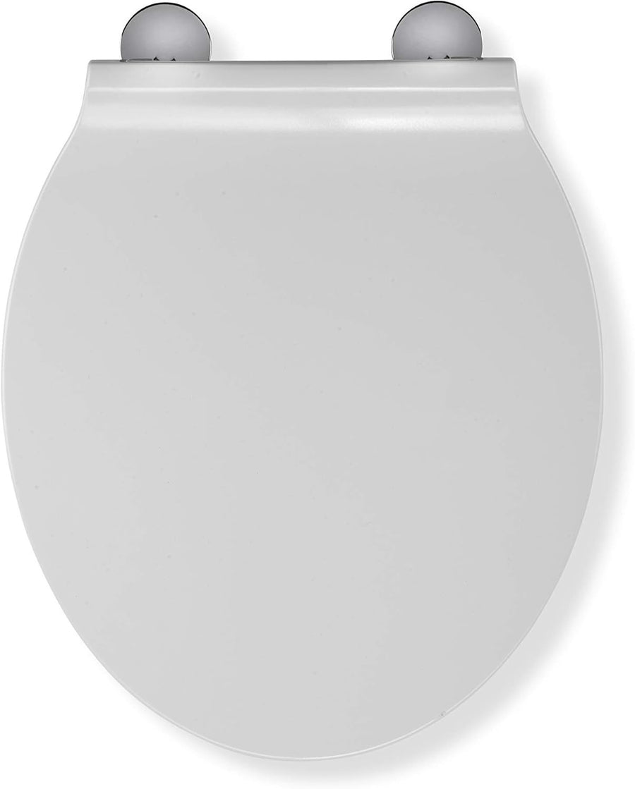 White Slimline Toilet Seat Flexi-Fix Adjustable Hinges Antibacterial Durable