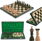 Luxury 42cm Wooden Chess Set XL | Handcrafted Board & Carved Pieces | Premium Gi