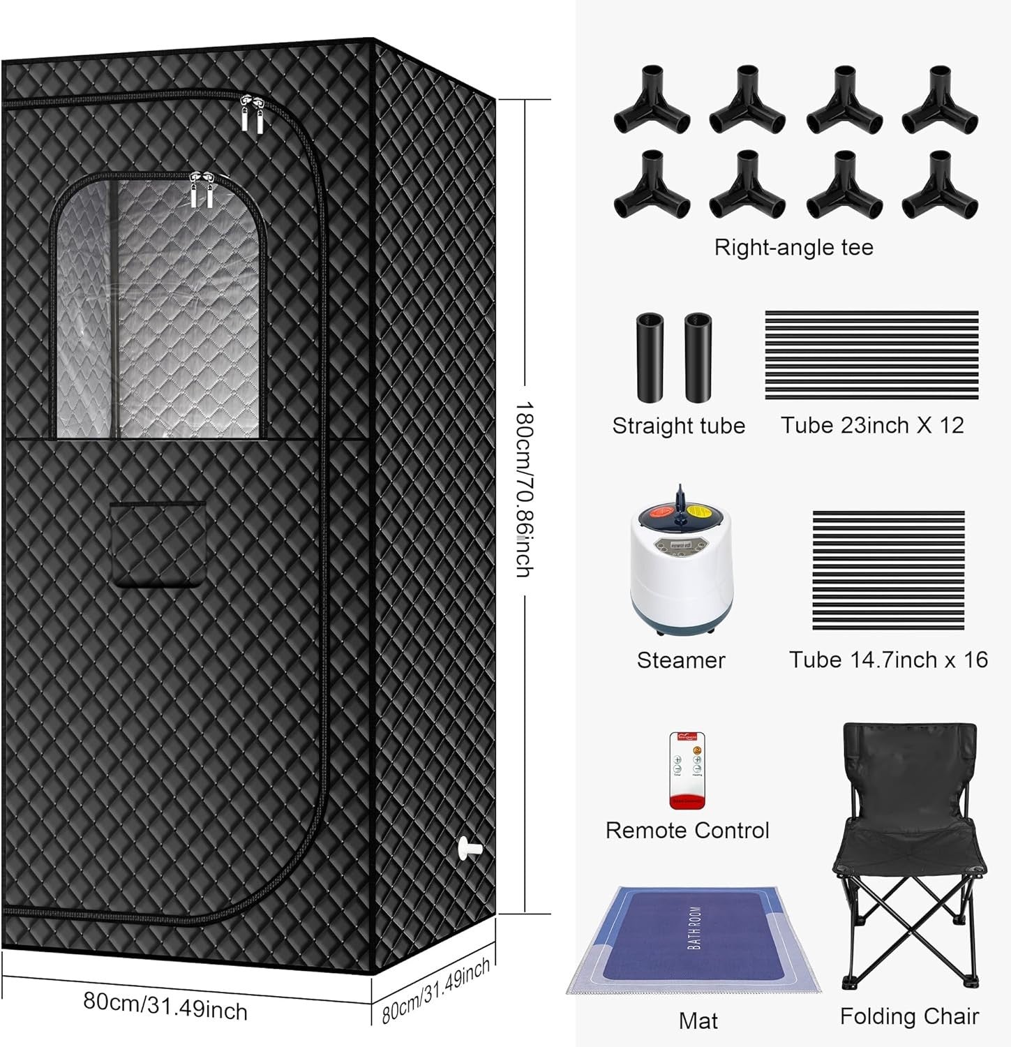Portable Steam Sauna Tent Home Spa XL Full Body Detox Steamer 2.6L 1500W Fast