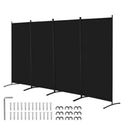 4 Panel Black Folding Room Divider Privacy Screen Freestanding 364x184cm