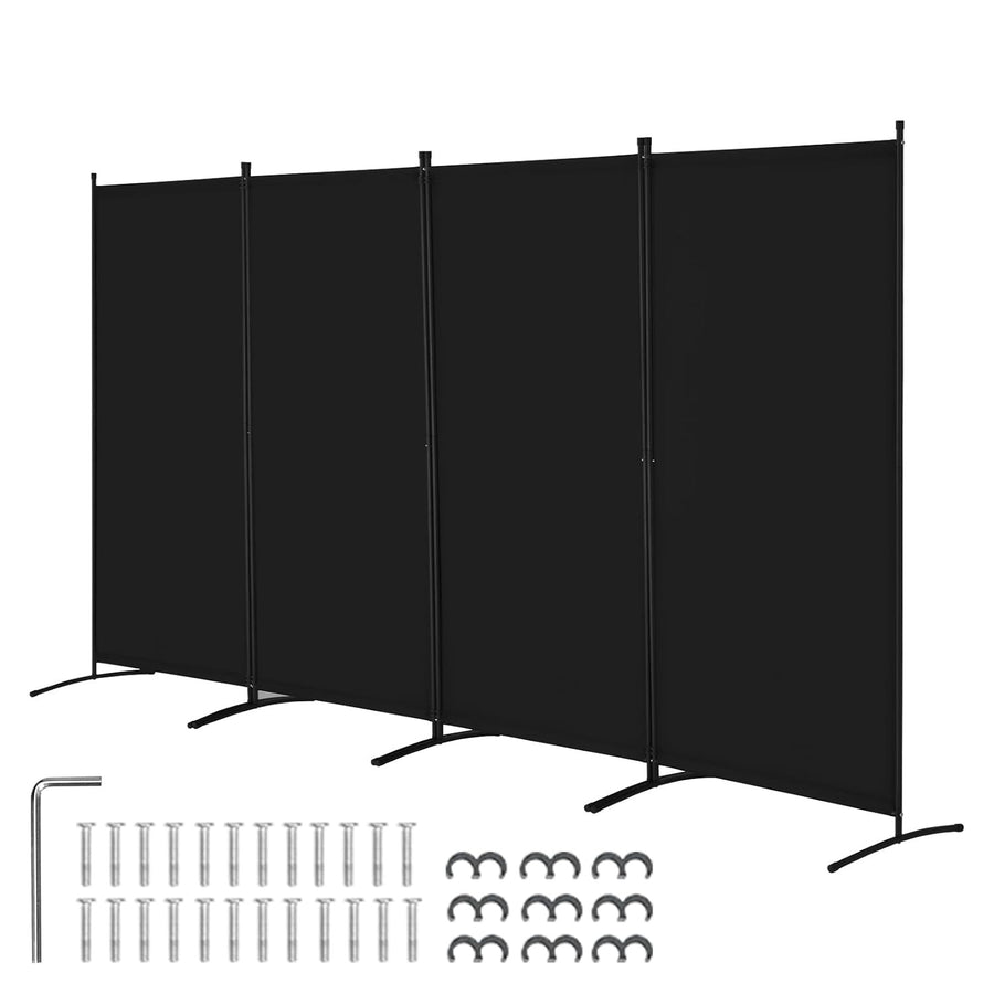 4 Panel Black Folding Room Divider Privacy Screen Freestanding 364x184cm