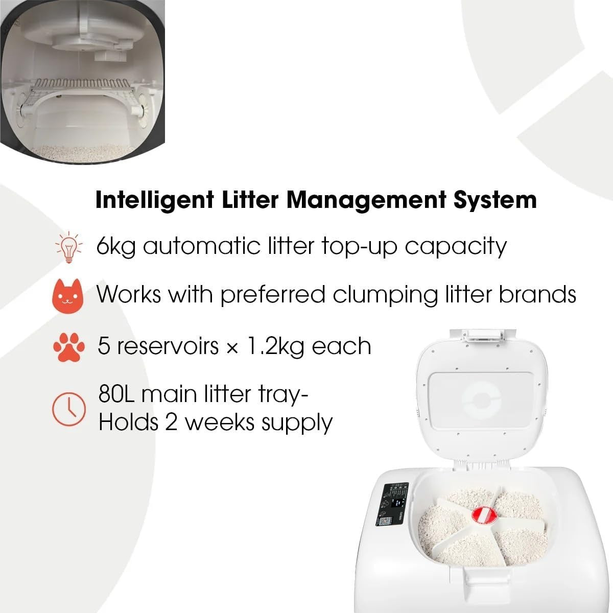 Self Cleaning Cat Litter Box Smart App Health Monitor 80L Auto