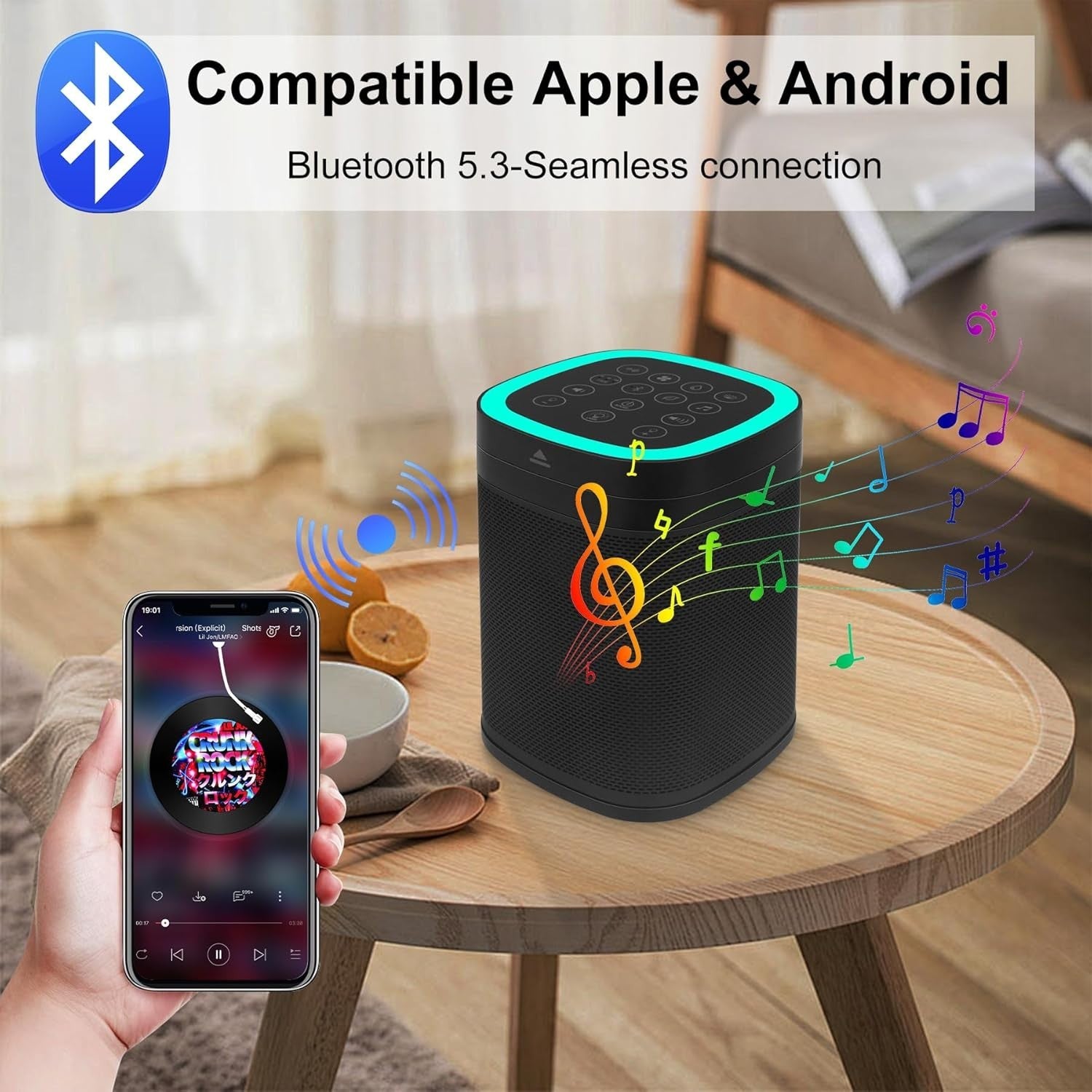 3-in-1 Bluetooth Speaker & Sleep Machine with 70 Sounds & RGB Lamp