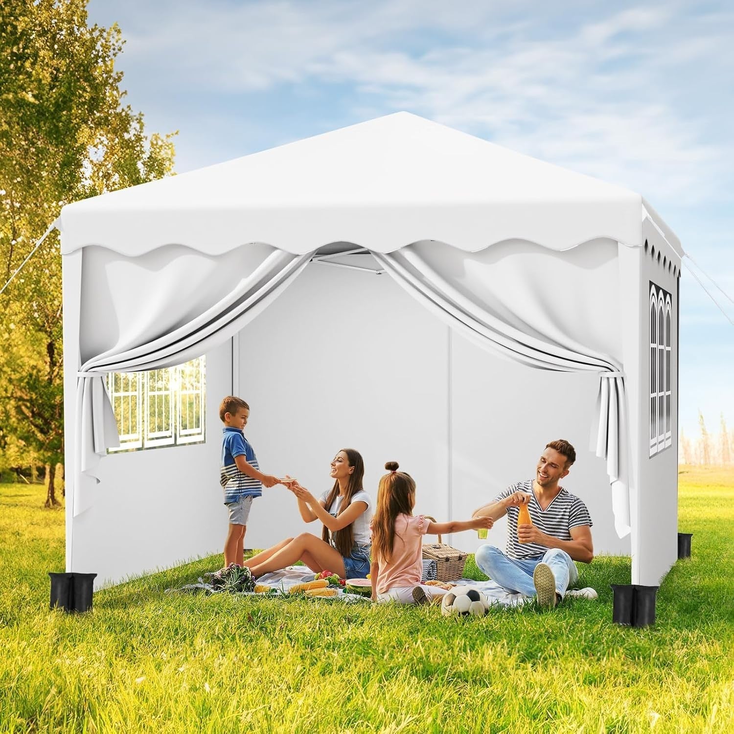 3x3M Gazebo With Sides Waterproof Garden Party Tent UV50+ 420D Oxford