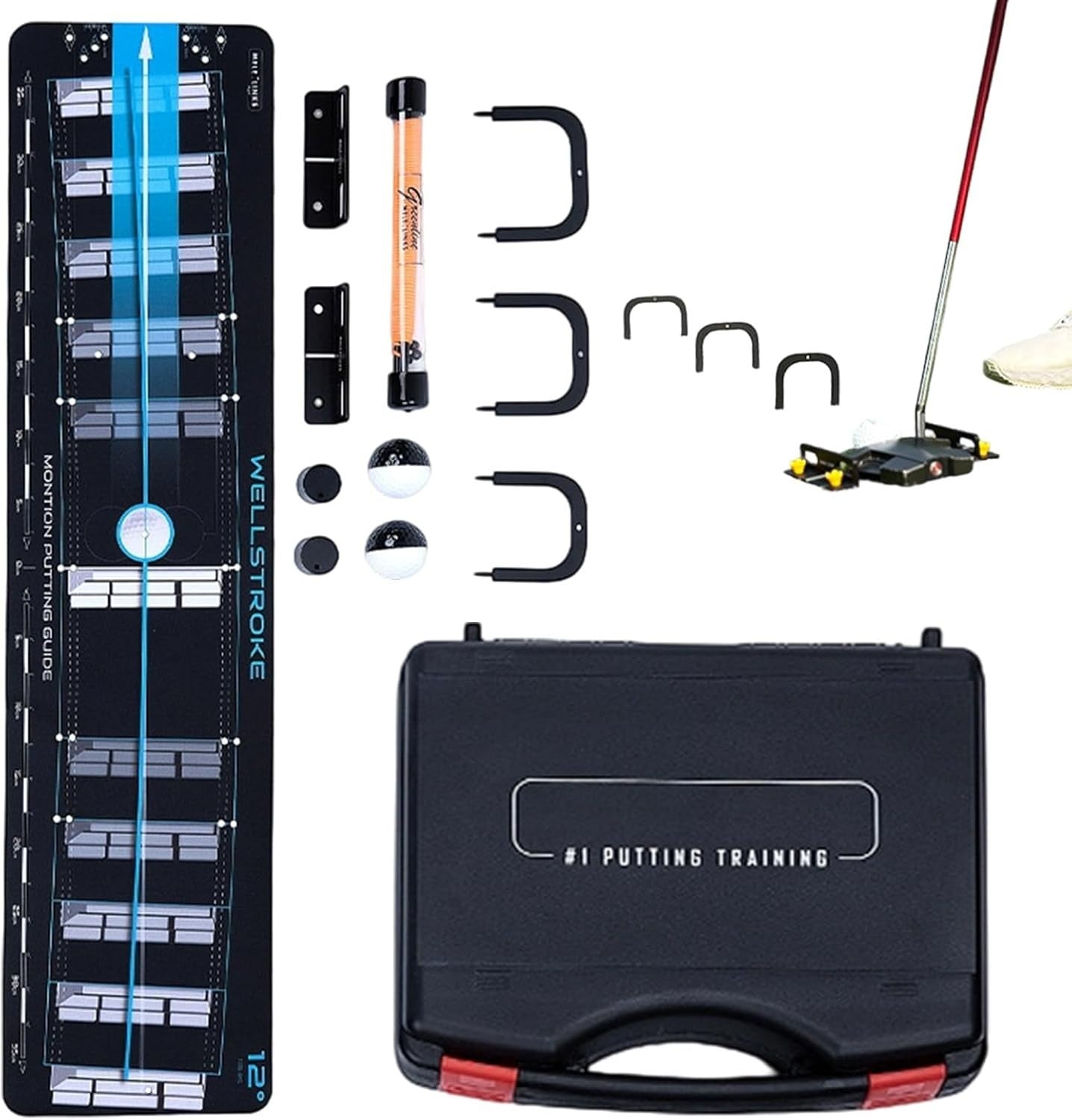 Golf Putting Mat Training Kit Portable Indoor Outdoor Home Practice Set