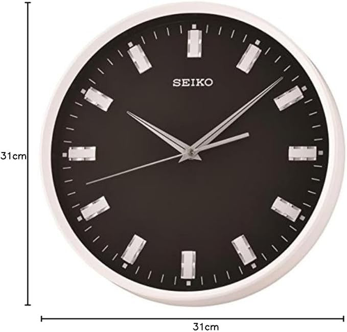 Modern Black Quiet Sweep Wall Clock 31cm Silent Non-Ticking Home Office Decor