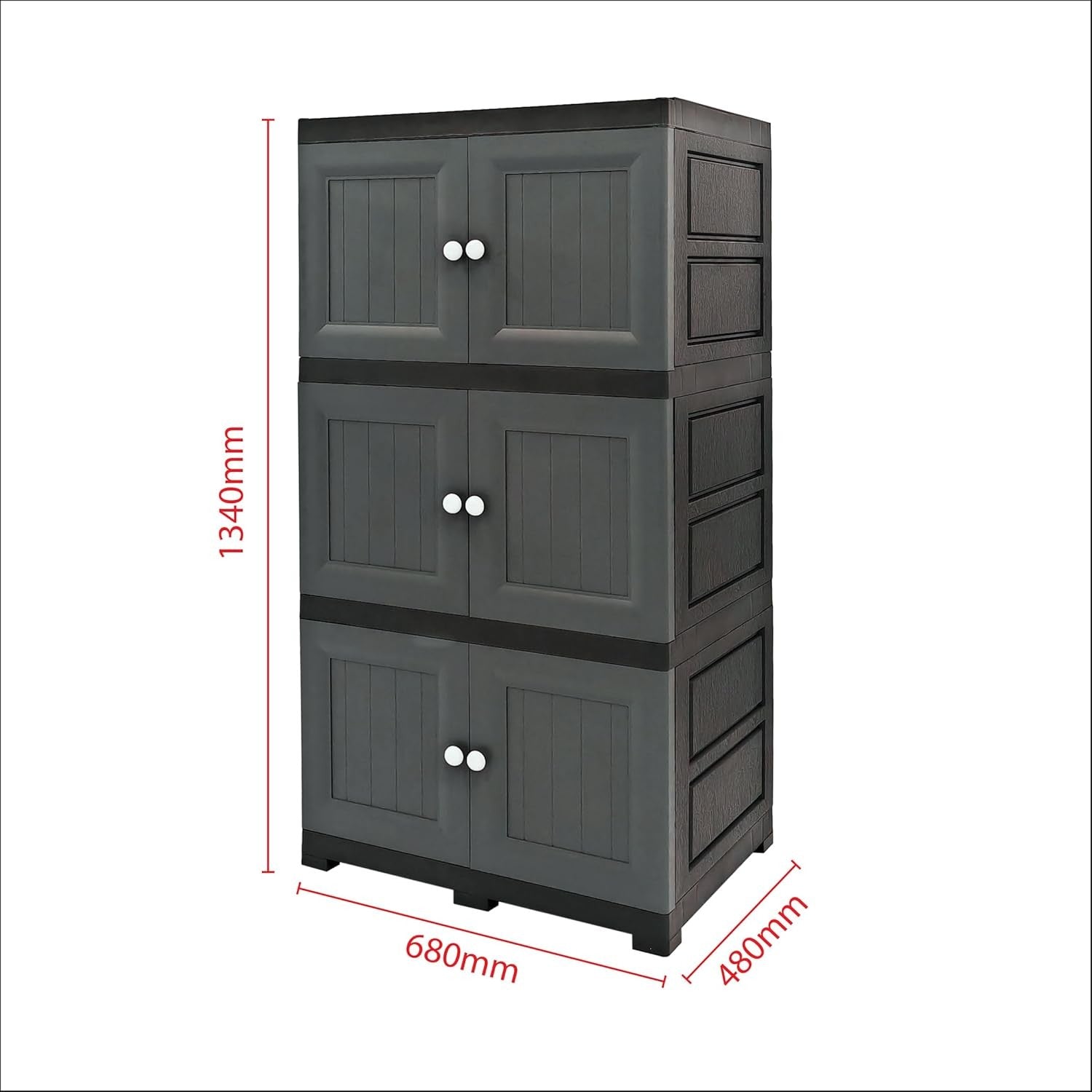3 Tier Grey Plastic Storage Cabinet Cupboard Shelving Unit for Garage