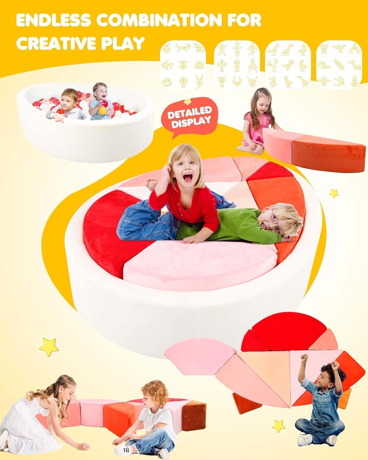 Modular Kids Egg-Shaped Play Sofa with Ball Pit – Soft, Creative Fun