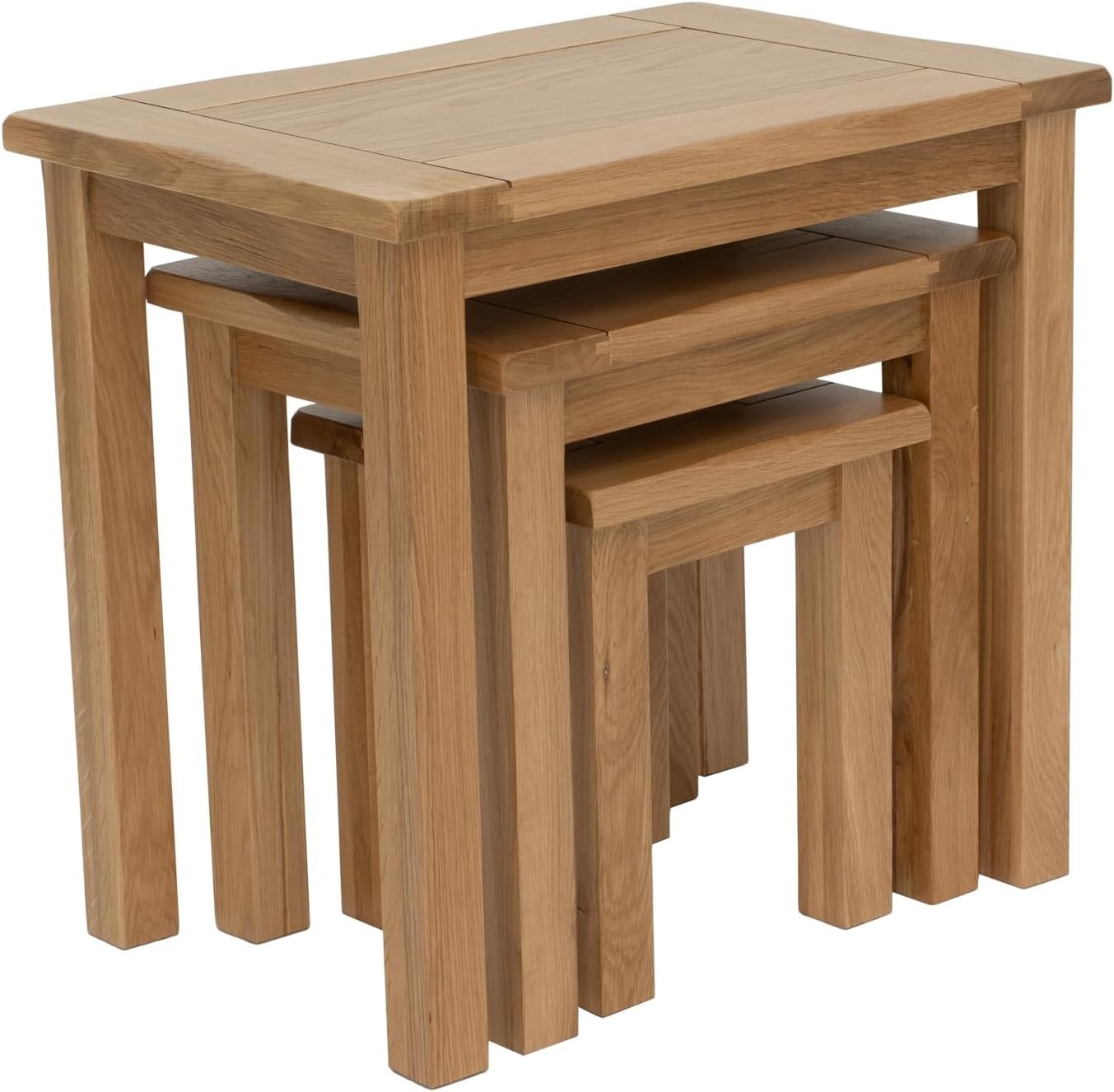 Nest of Tables Oak Wood Coffee Side Lamp Snack Tables Rectangular Modern
