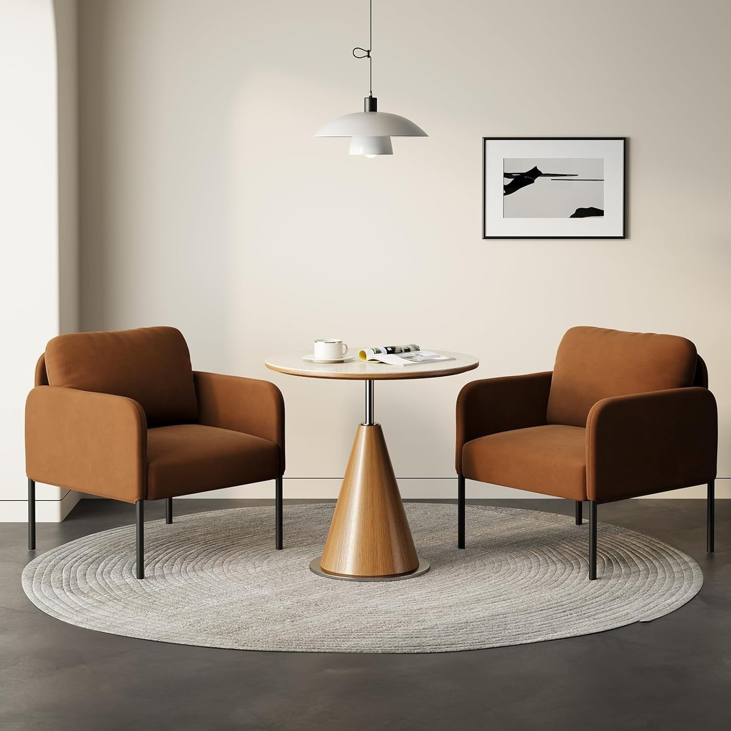 Velvet Upholstered Accent Armchair Padded Lounge Chair Orange