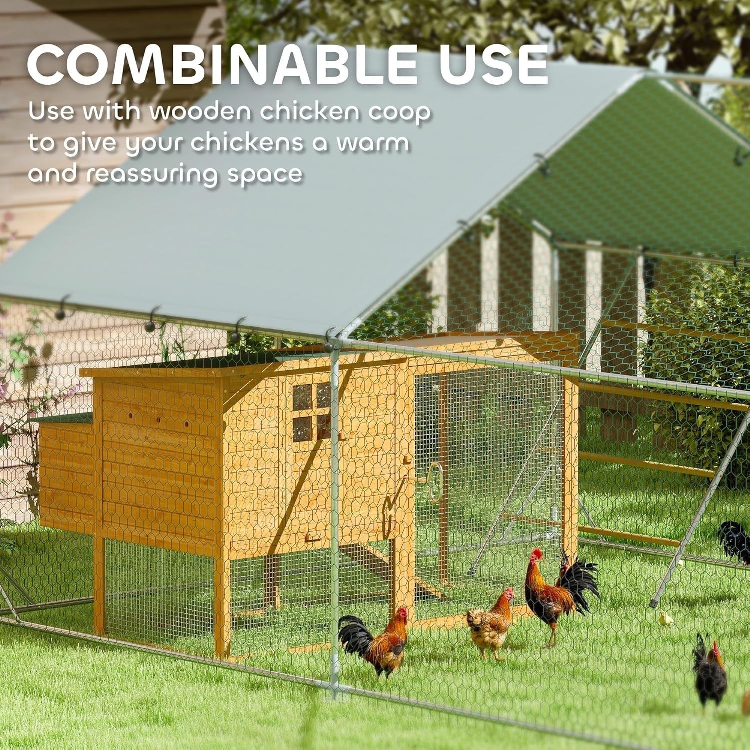 Large Walk In Chicken Run 3x4m Galvanised Coop UV Cover Feeder