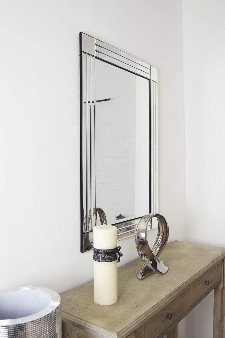 Silver Bevelled Wall Mirror 70x100cm – Modern Venetian for Living Rooms