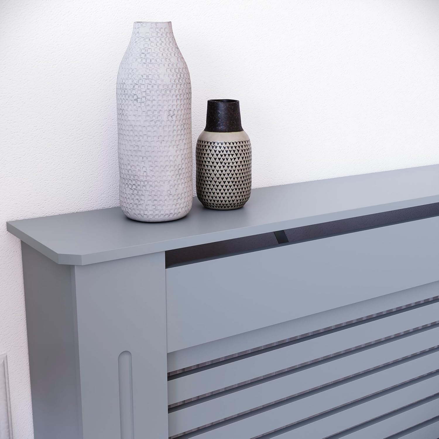 Extra Large Grey Radiator Cover 162x80x16cm Modern MDF Slatted Heating Cabinet
