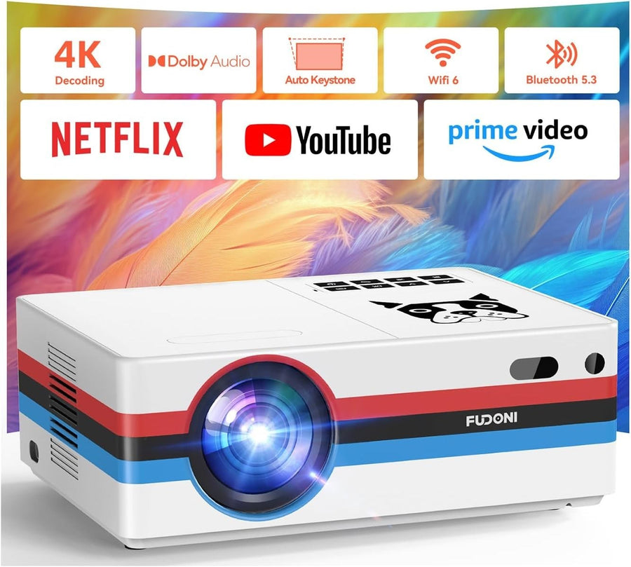 Smart 1080P Projector 25000 Lumens WiFi Bluetooth 4K Apps