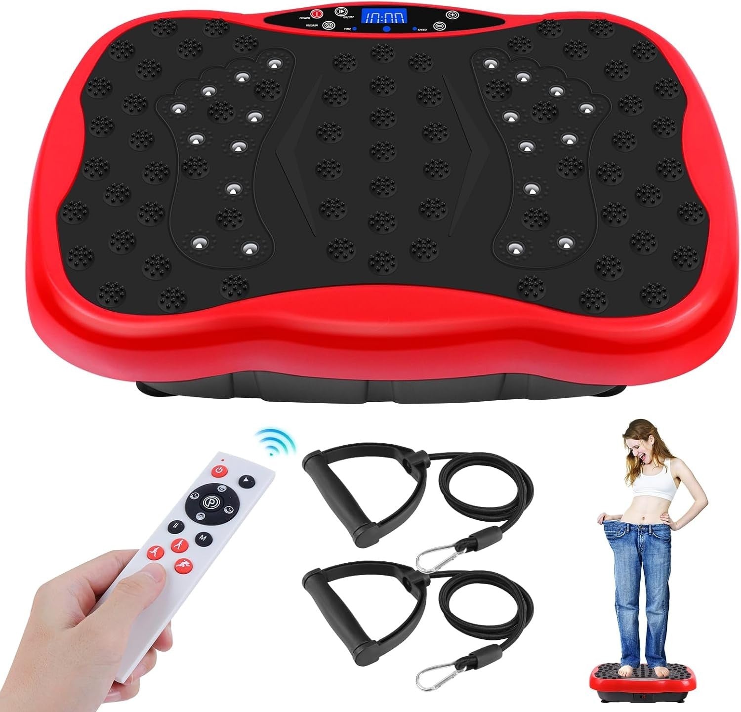 Red Vibration Plate Exercise Machine Weight Loss Lymphatic Drainage 120 Speeds