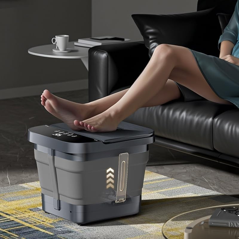 Collapsible Foot Spa w/ Heat, Bubbles, Vibration & 6 Massage Rollers