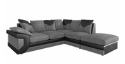 Right L Shaped Corner Sofa Grey Black – 5 Seater Jumbo Cord Scatter Back Couch