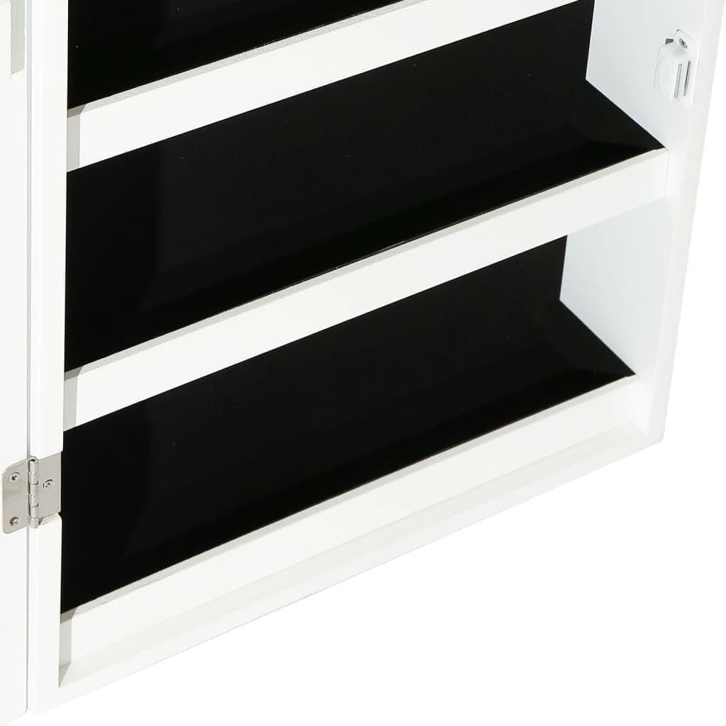Wall Mounted LED Mirror Jewelry Cabinet Lockable Storage Armoire White