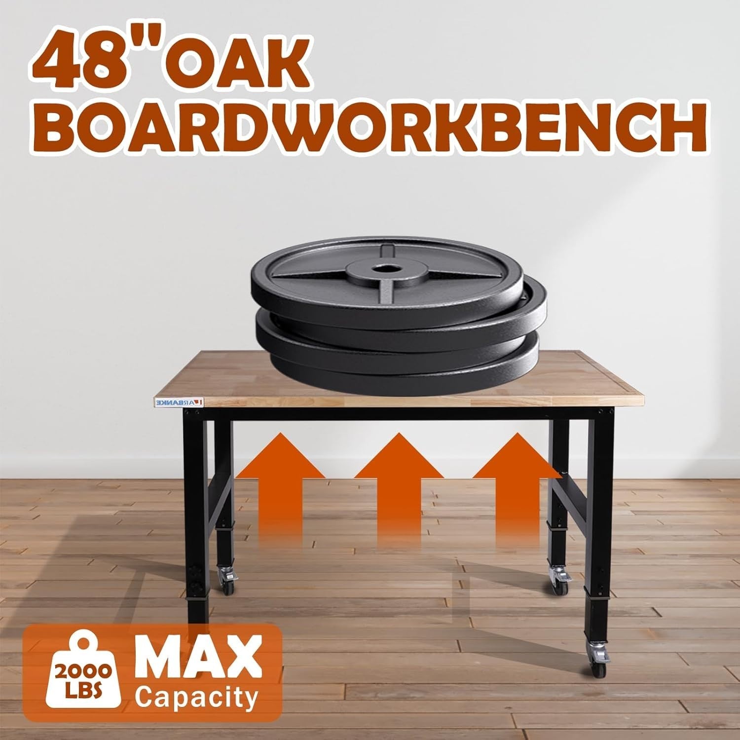 Adjustable Workbench 120cm Heavy Duty 900kg Load with Wheels Power Outlet