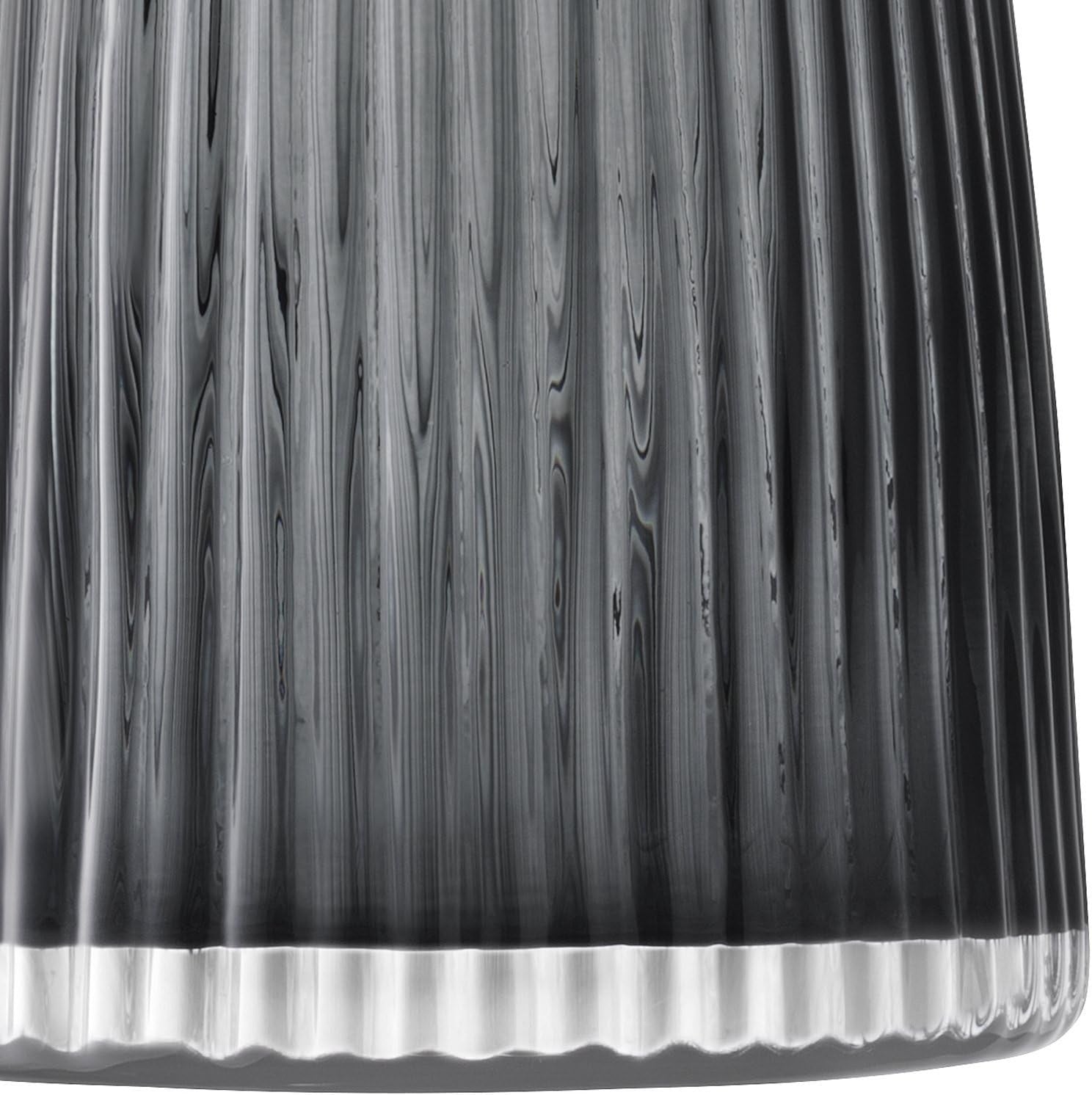 Grey Pleated Glass Vase 26cm Tall Modern Decorative Flower Vase Home Decor