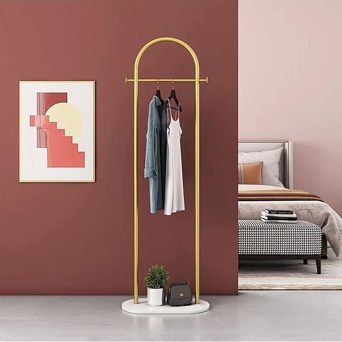 Luxury Gold Metal Coat Rack Stand | Modern Clothes Rail with Marble Base