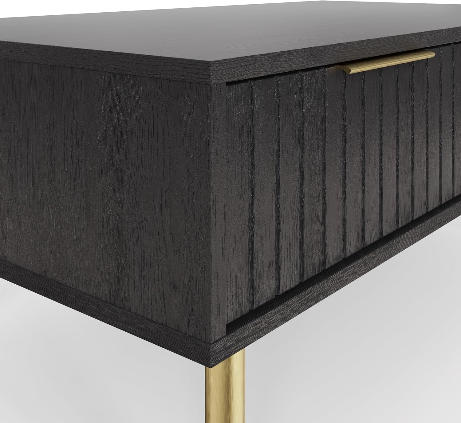 Modern Black Coffee Table with Storage – Wood Display Shelf, 88CM Wide