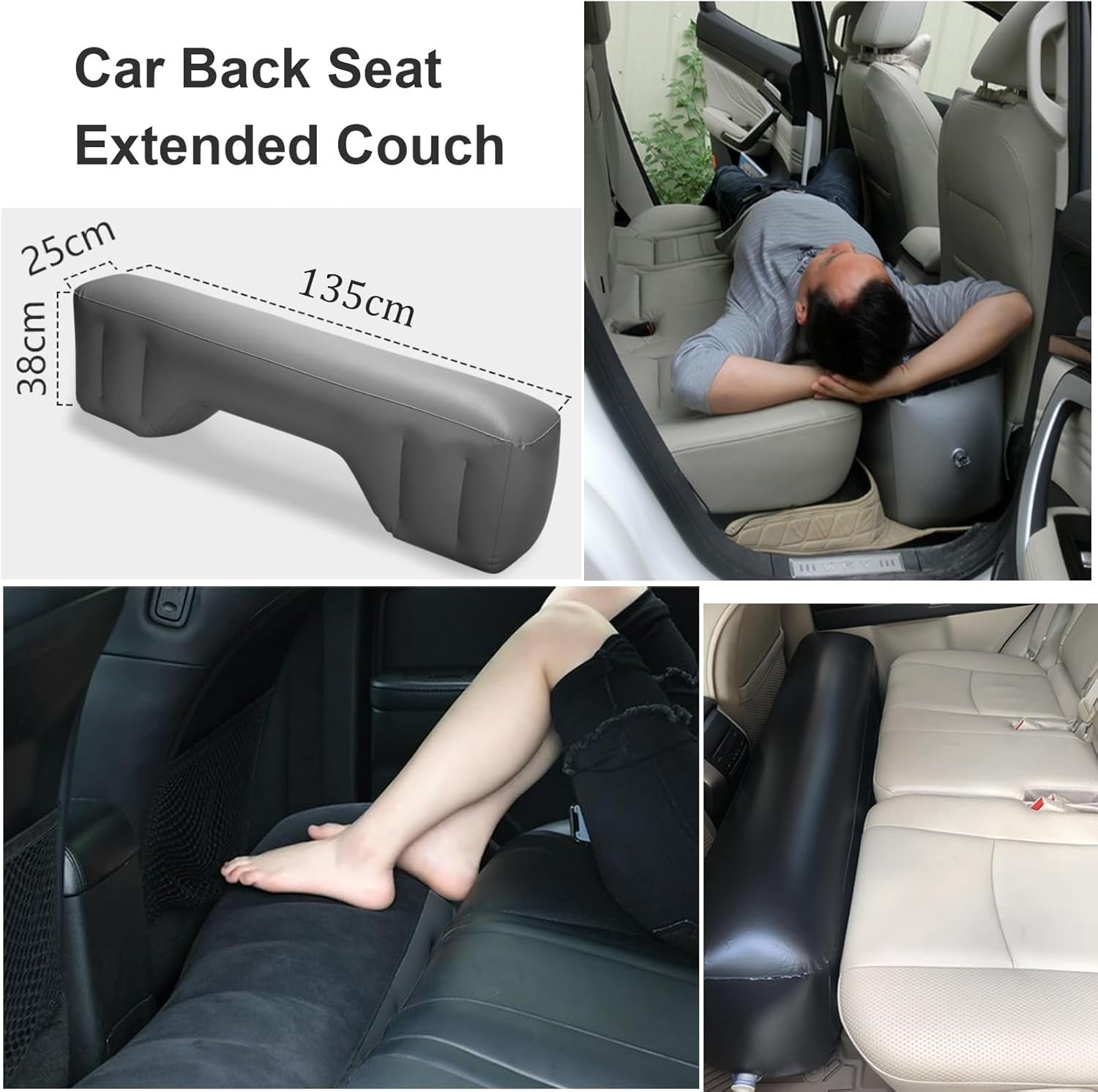 Inflatable Car Back Seat Mattress 140×89×42CM with Pump & Pillows