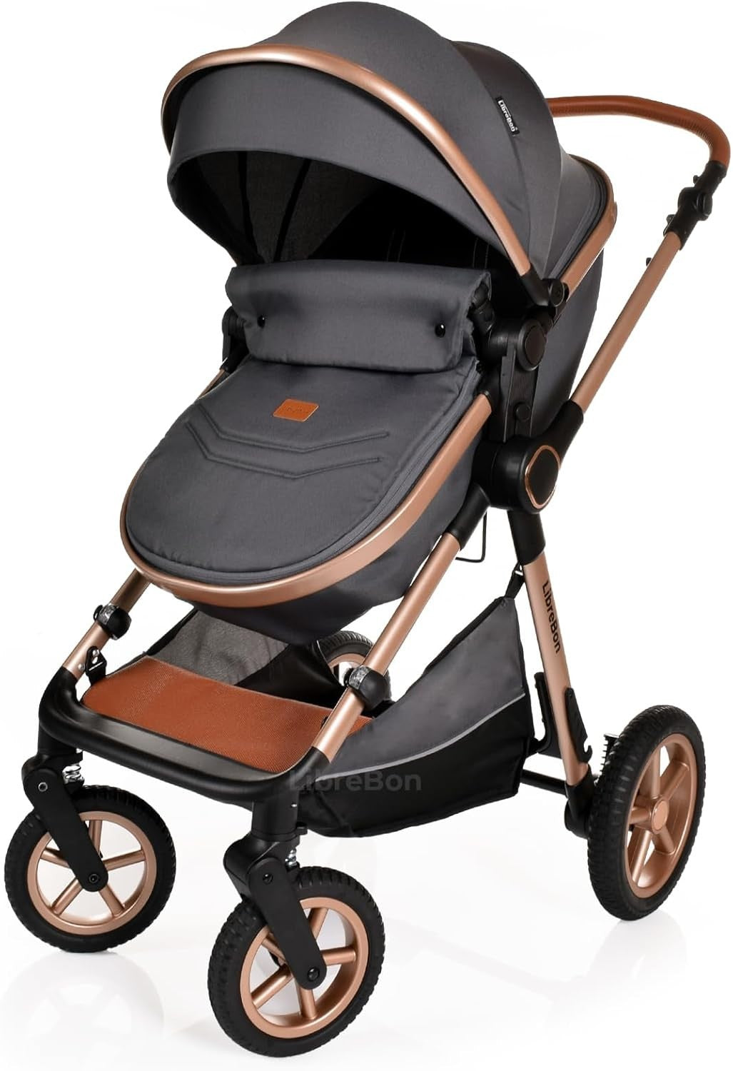 3 in 1 Baby Travel System Lightweight Pram Pushchair Foldable Stroller Grey